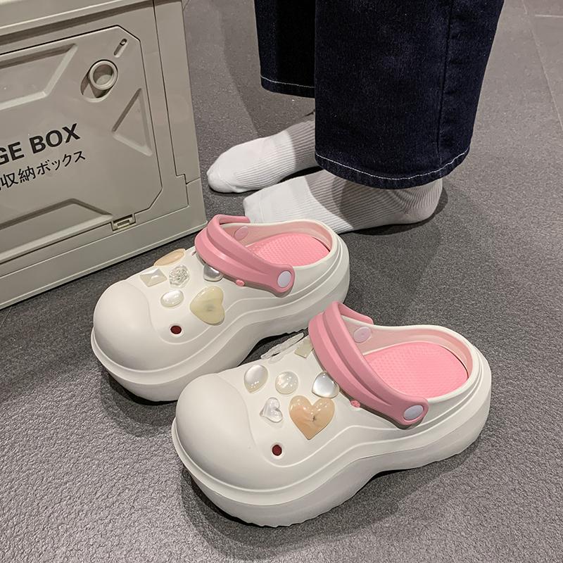 Zapatos con agujeros para mujer verano nueva moda casual zapatos de jardín antideslizantes playa Baotou arrastre transpirable zapatillas de marea de suela gruesa