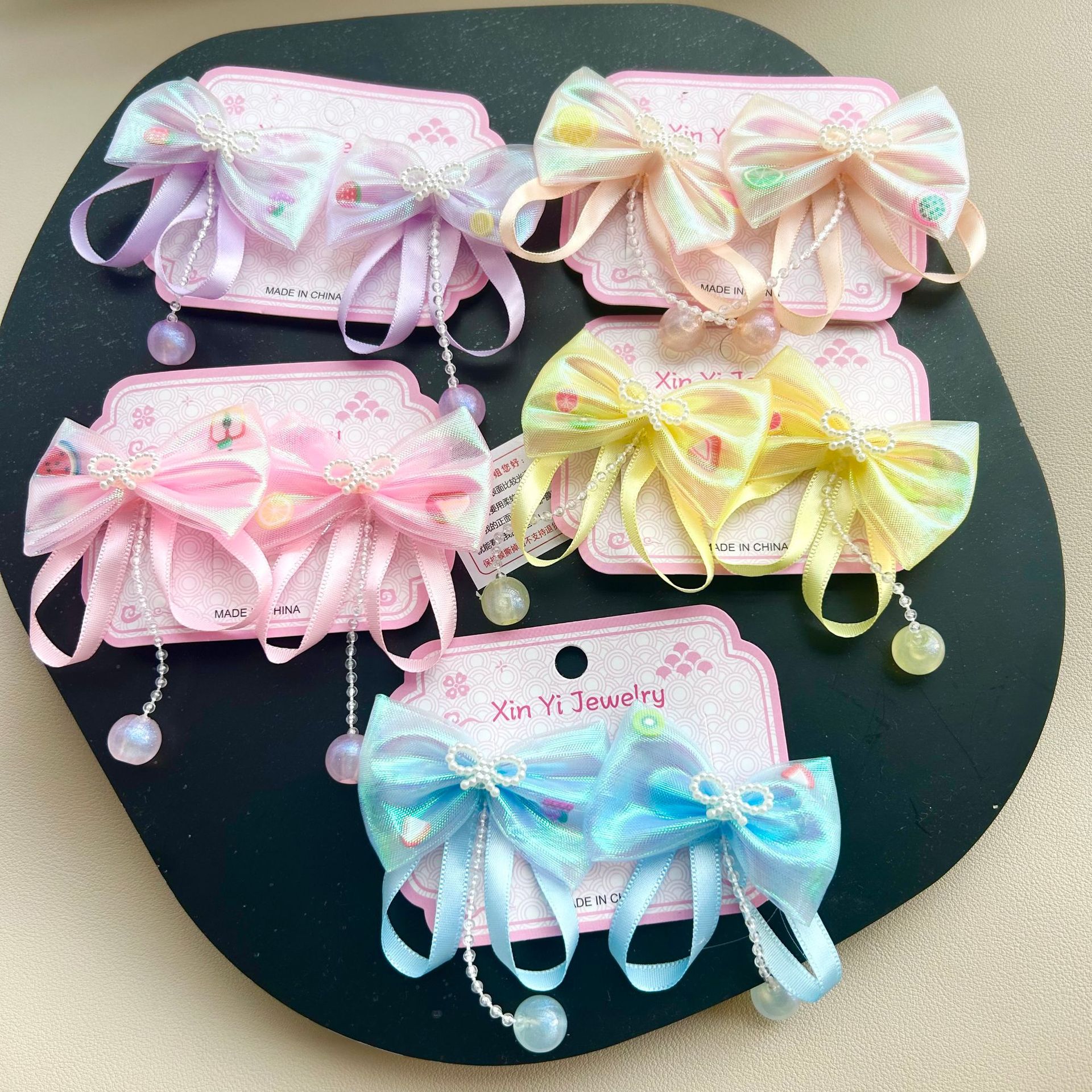 Nuevo estilo chino clip de cabello para niños niñas vestidos chinos adornamiento de cabello princesa antiguo arco pares clip de bordilla tarjeta pequeña