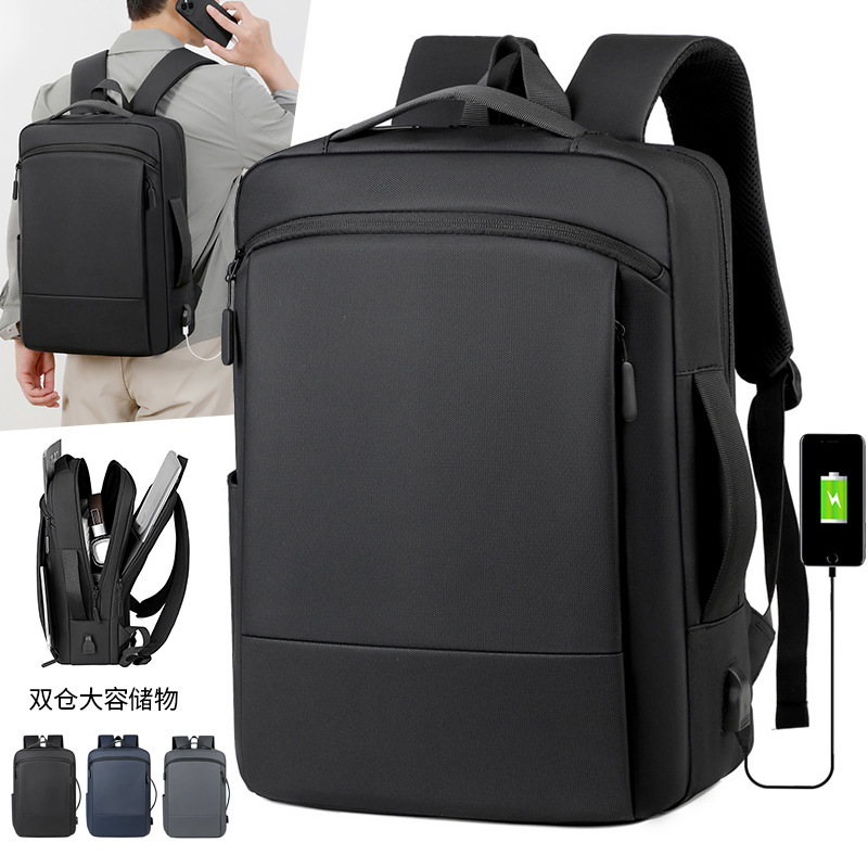 Cross-border simple waterproof Oxford cloth men's business backpack, large-capacity laptop backpack 16inch high aesthetic value