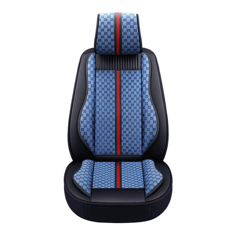 고풍스러운 풀커버 앞좌석 시트 1개 - 블랙 & 블루