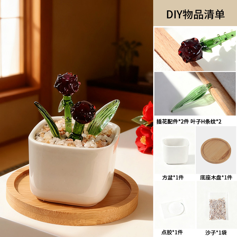 Zibo vidrio artesanía ornamentos maceta de vidrio verde flores regalos de diciembre decoración de oficina image 12