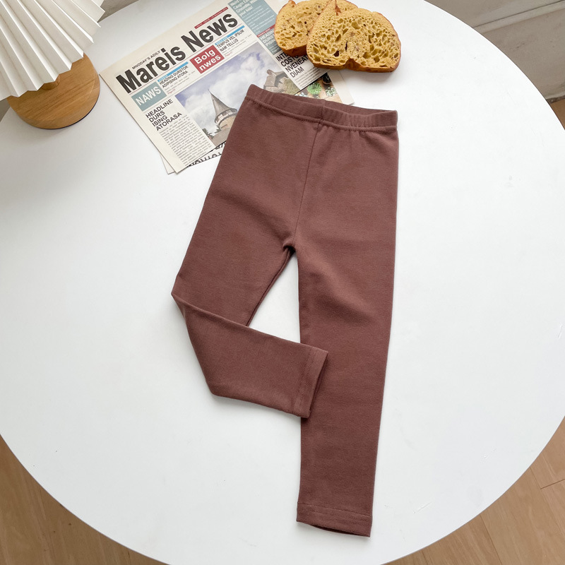 2023 Otoño e Invierno niñas SLIM-Fit color sólido polainas ropa exterior lana pull-up casual algodón bebé bottoming Pantalones