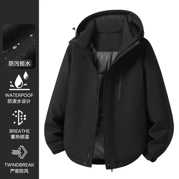 New graphene thermal jacket for winter outdoor leisure and mountaineering, cotton-padded couple's hooded jacket wholesale