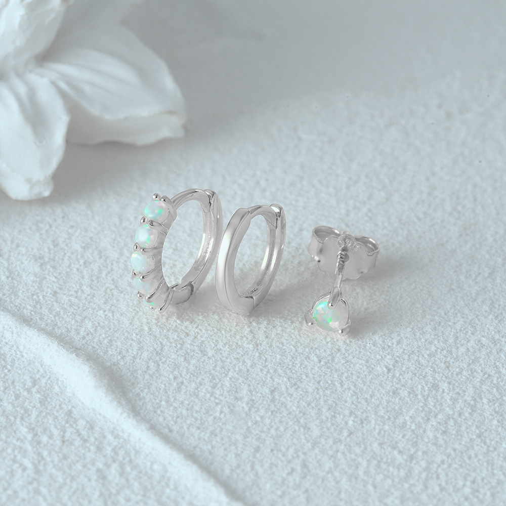 4g Weight Zircon Inlay Material Earrings Classification 3 Pieces Set Quantity Daily Occasion 925 Sterling Silver Material Geometric Pattern Women's Gender Plating, Inlay Design Simple Style Style 3 Pieces Set 925 Sterling Silver Zircon Geometric Earrings 52
