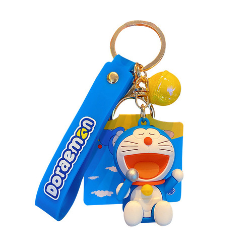 Genuine Cartoon Doraemon Keychain Pendant Cute Jingle Cat Doll Car Keychain Bag Gift Wholesale