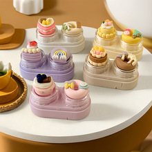 新品抽屉式隐形眼镜盒diy蛋糕美瞳伴侣盒一体护理盒便携小巧款