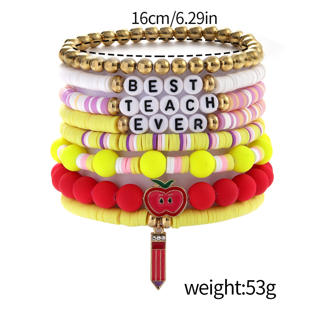 35g Weight CCB Pendant Material Bracelets Classification soft clay Chain Material 1 Set Quantity Holiday, Daily Occasion CCB, soft clay Material Teachers' Day Festival Letter, Heart Shape Pattern Women's Gender Casual, Simple Style Style Casual Simple Style Letter Heart Shape CCB Soft Clay Wholesale Bracelets 5