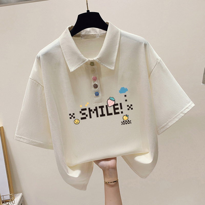 2025 this year's popular new sweet POLO shirt short sleeve T-shirt girls summer cotton dopamine students wear