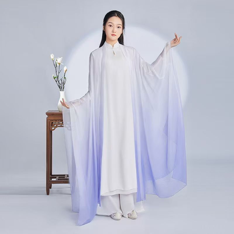 禅舞服禅服禅修服禅茶服古风超仙演出服飘逸仙气古筝服渐变色外披