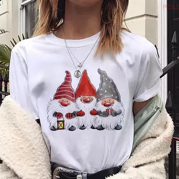 Women's christmas happy Christmas theme Loose Women's retro short-sleeved T-shirt Women's European and American style