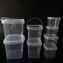 密封方形透明塑料商用儿童带盖手提收纳桶零食涂料储物收纳桶