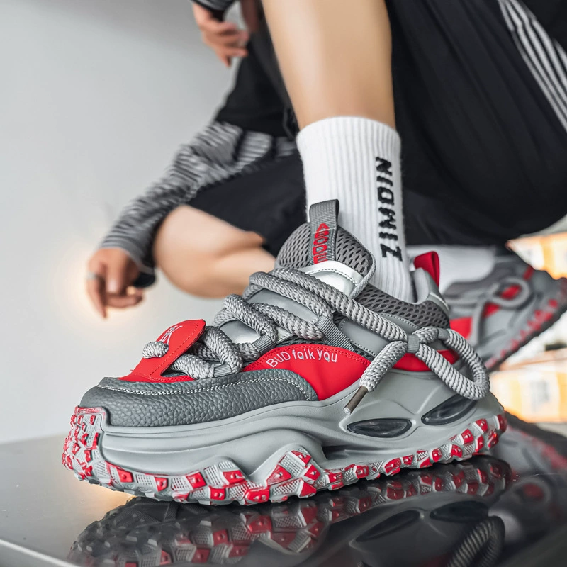 Мужская спортивная обувь, туфли для папы на толстой подошве, лето 2025, универсальная повседневная обувь с сеткой, туфли без шнуровки, мужская обувь оптом