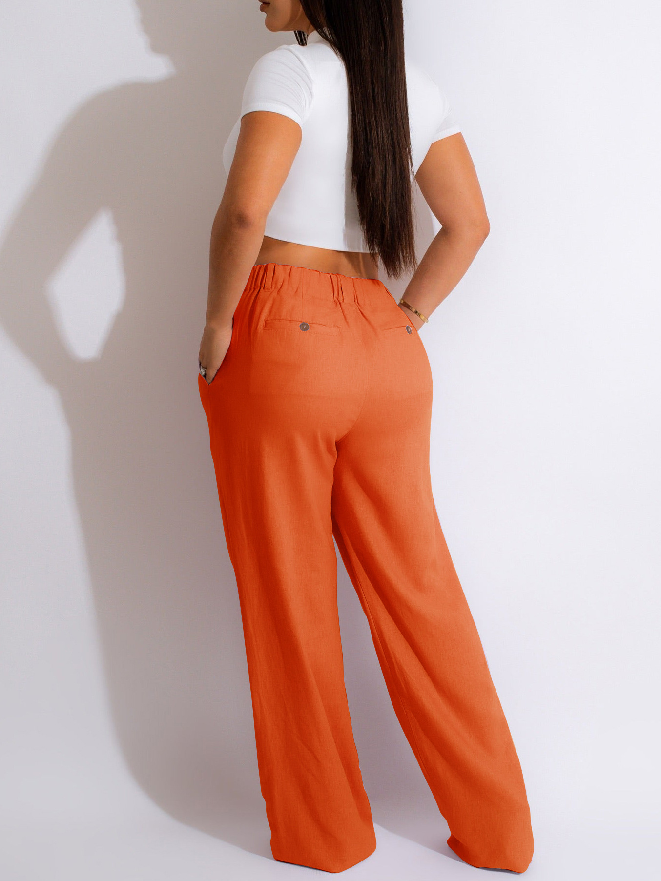 Breathable Linen-Cotton Straight Leg Pants For Women – High-Waisted Summer Trousers, Lightweight & Office-Ready (Black/Mint/Blue/Orange/Red/Pink)_ecoleips.com