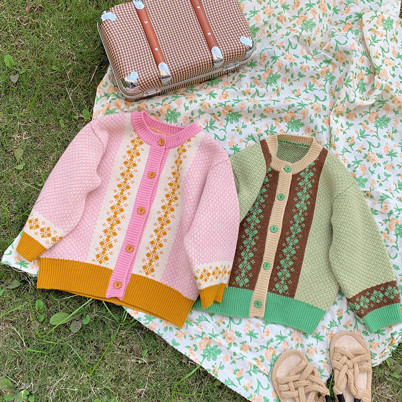 女童毛衣2021春季新款韩版童装儿童洋气外套女宝可爱针织开衫衣服|ru