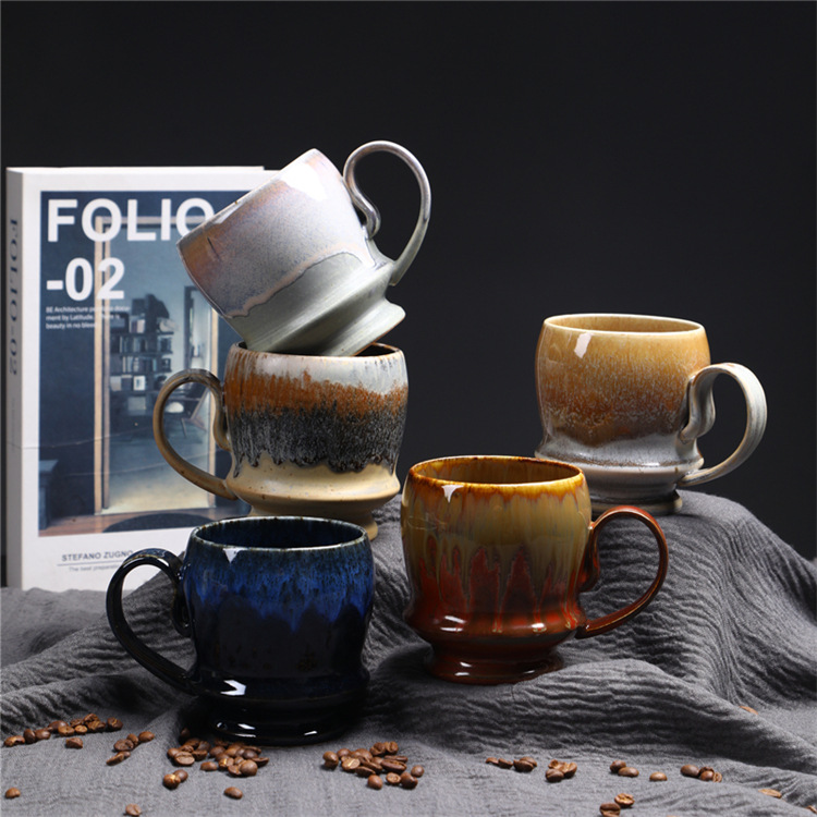 Vintage Ceramic Coffee Mug Large Capacity Kiln Fired Water Cup_voghion.com