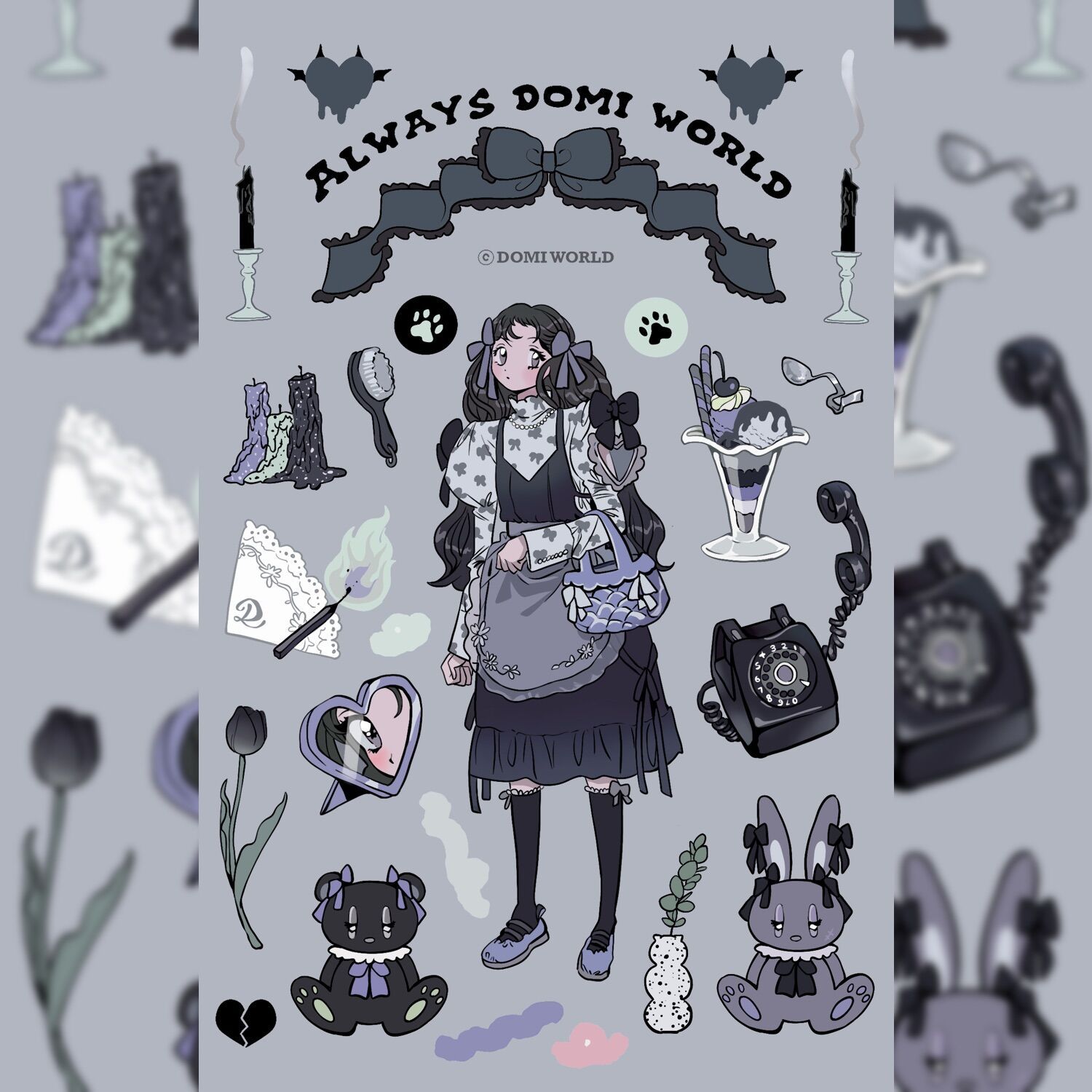 Korean Domi Same Style Sweet Asian Style Character Stickers Ins Korean Anime Girl Journal Material Goo Card Stickers display picture 2