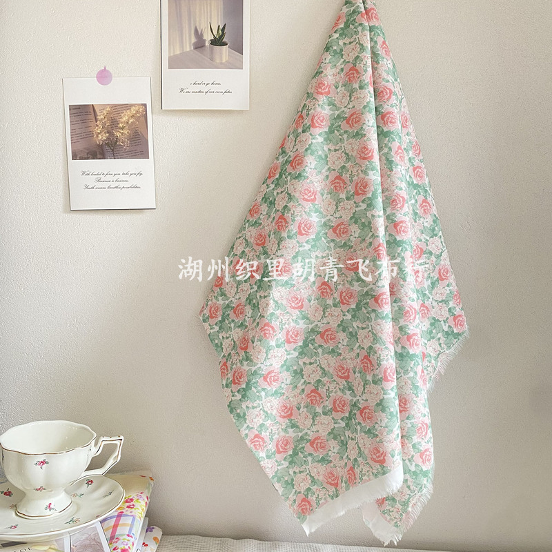 Cotton 40 digital printed fabric Chinese elegant pink rose floral cloth women's children's clothing bag accessories home