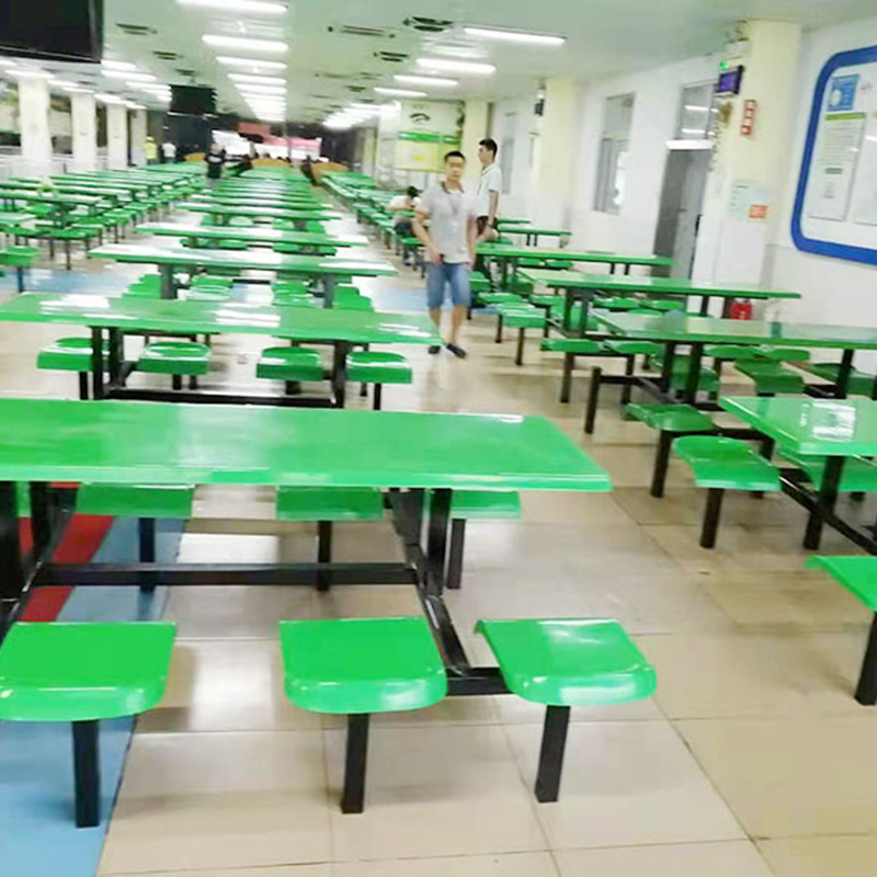 不锈钢连体桌桌椅八人方凳桌凳材料快餐店早餐店庭院设备成套一桌|undefined