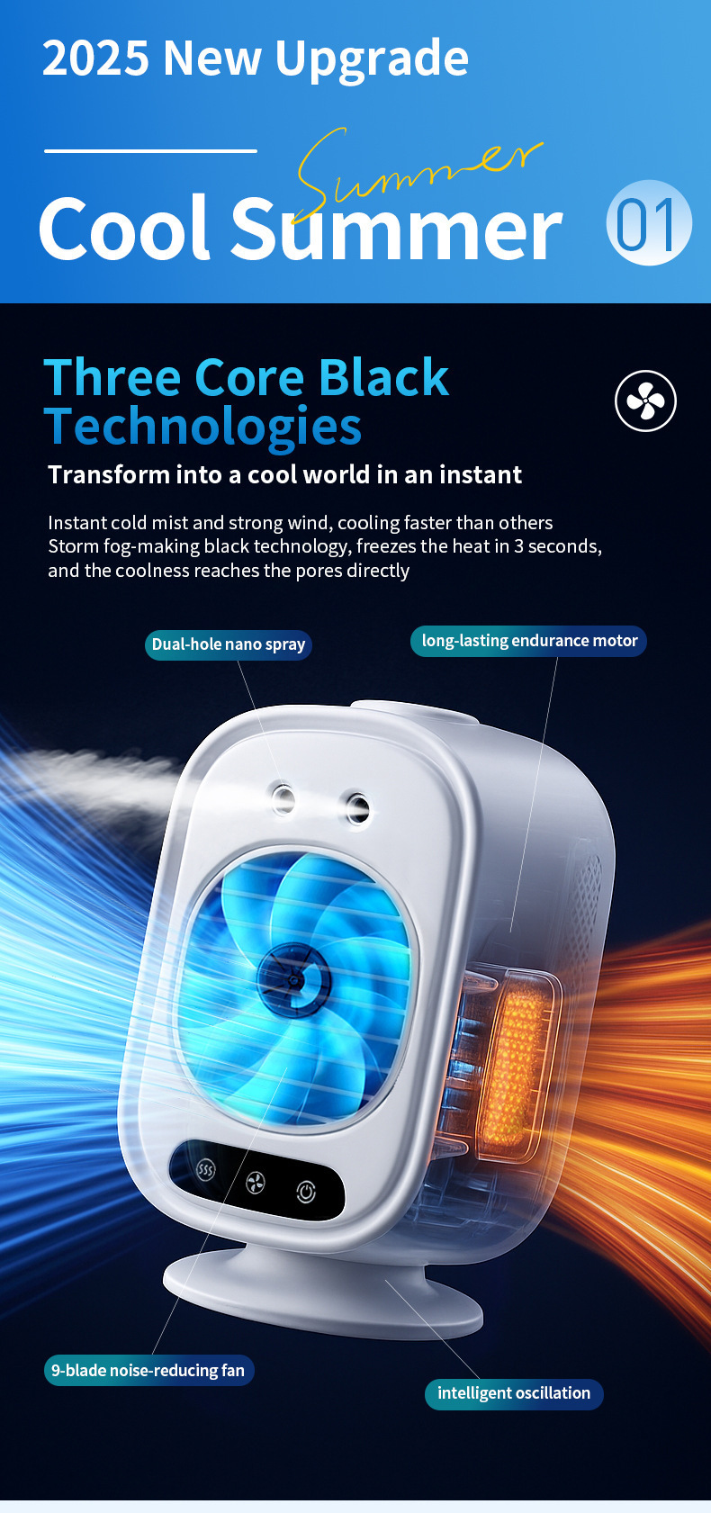 Portable Car Air Conditioner Spray Fan Usb Desktop Cooling Fan_voghion.com