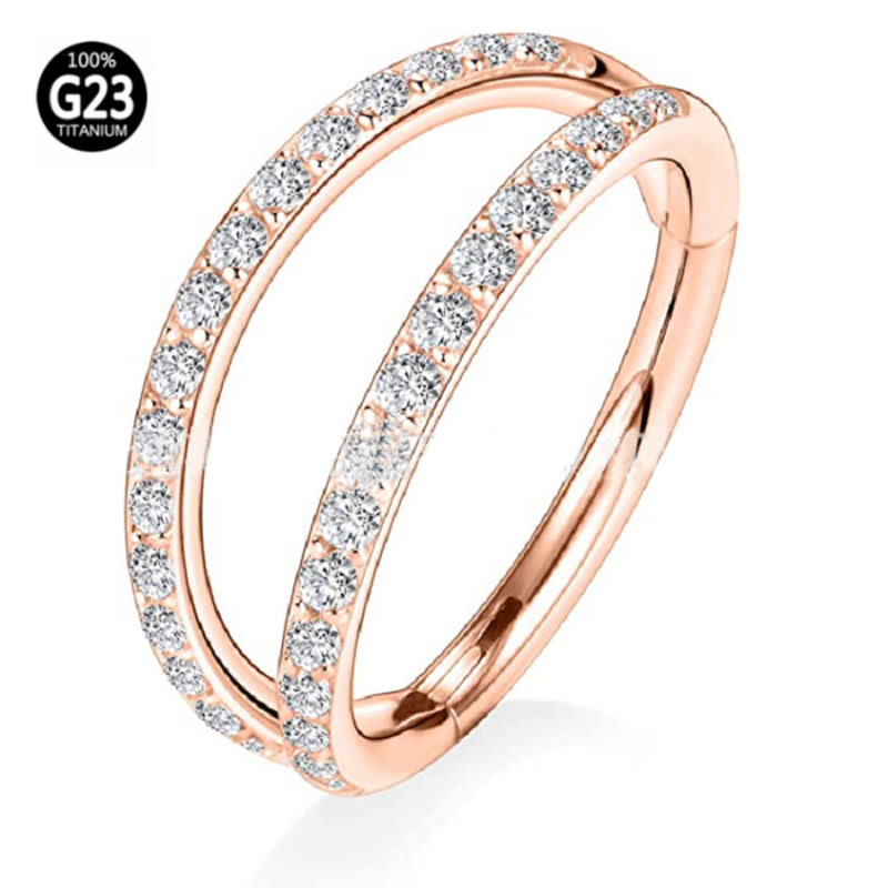 G23 Titanium Material 1 Piece Nose Rings & Studs Streetwear Geometric G23 Titanium Inlay Nose Rings & Studs Nose Pin