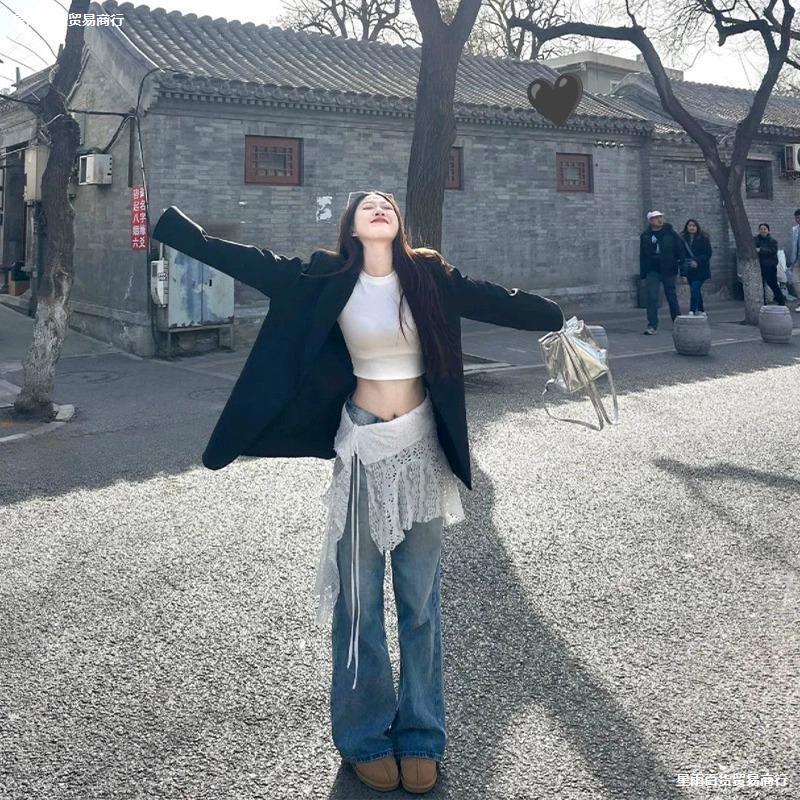 外星沙龙美式复古不规则叠穿屁帘一片式绑带半身裙|undefined