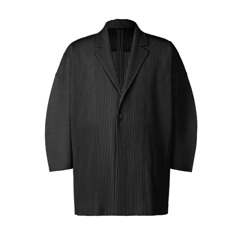 Chaqueta cortavientos para hombre primavera 2025 cuello de traje de un botón Cárdigan suelto japonés Chaqueta plisada de tela informal