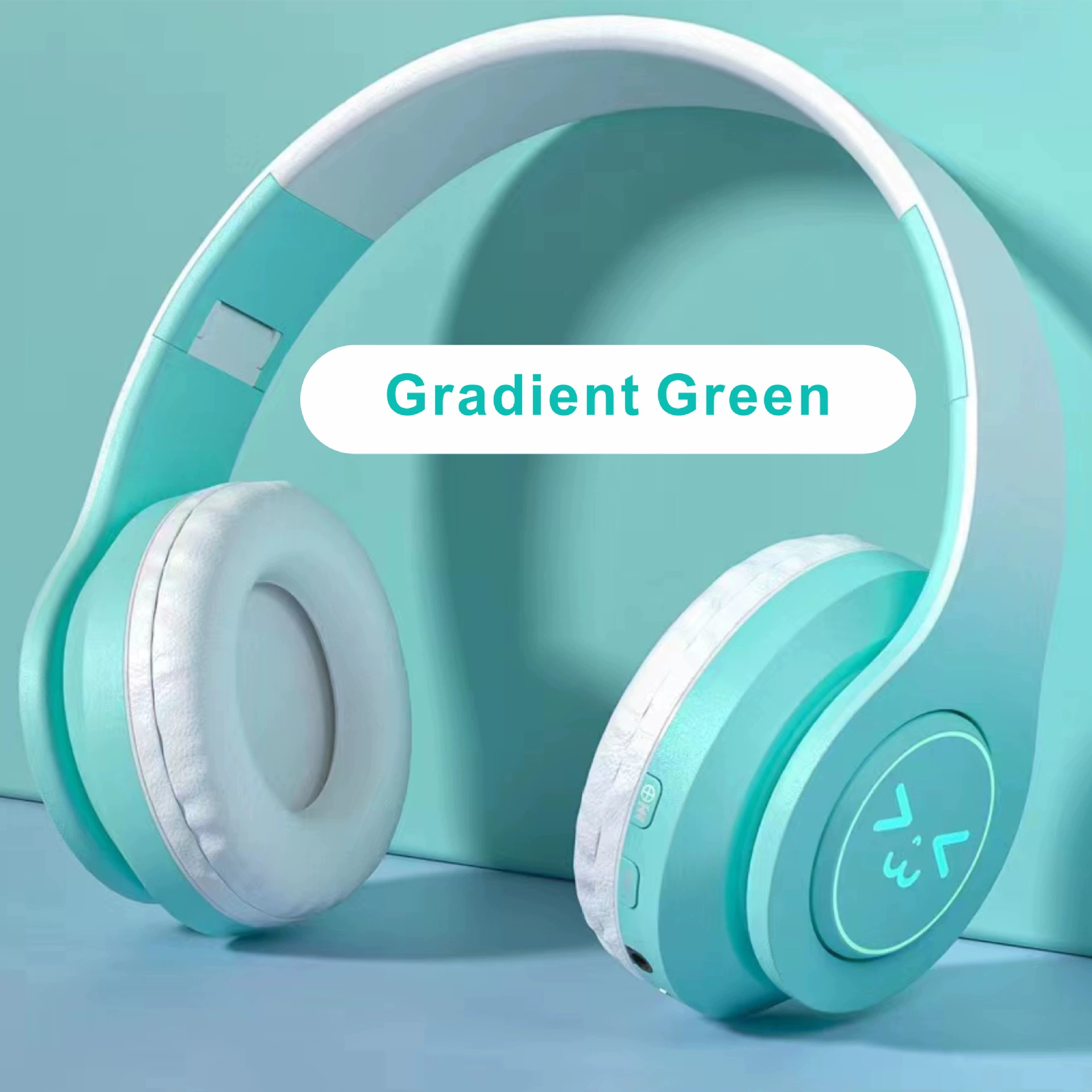 Bluetooth headphones, gradient LED, head‑worn/neckband, TWS and wired support
