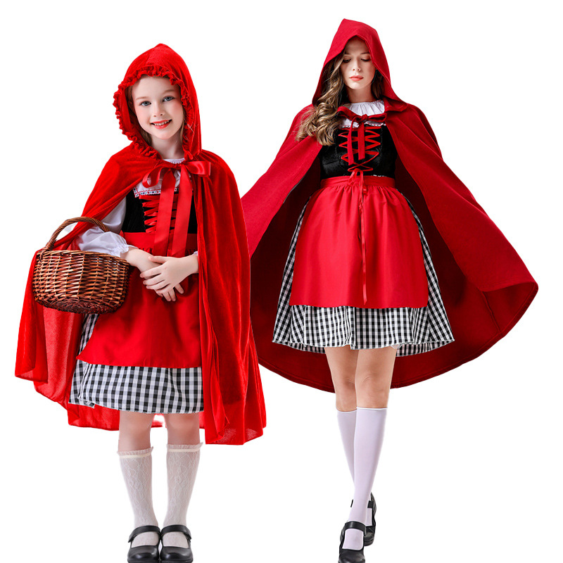 Halloween Drama Stage Performance Children Adult Little Red Riding Hood Little Red Riding Hood Big Bad Wolf Costume cosplay Dress