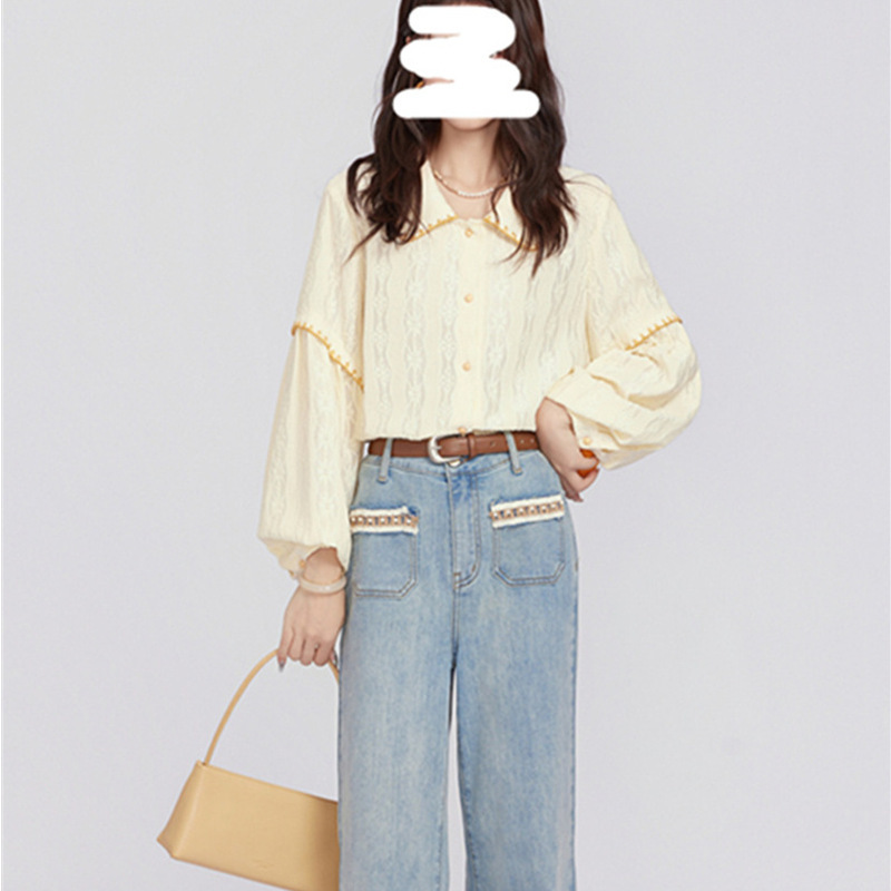 2025新款高级设计感提花衬衫女宽松高级轻奢小众长袖上衣春秋百搭|undefined