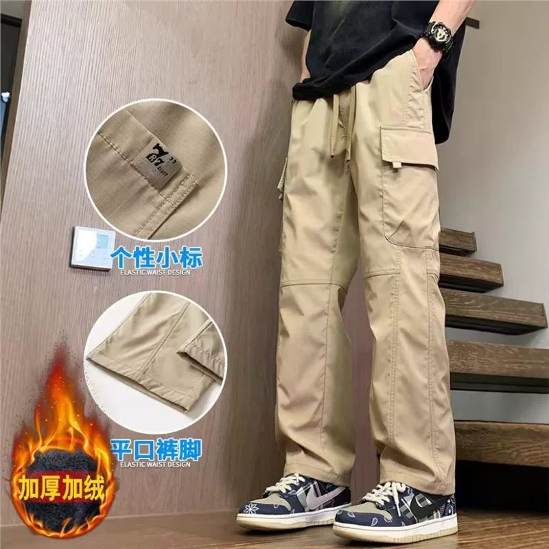 Прямые повседневные уличные зарядные брюки американские ретро повседневные брюки мужские весна и осень новый свободный спорт