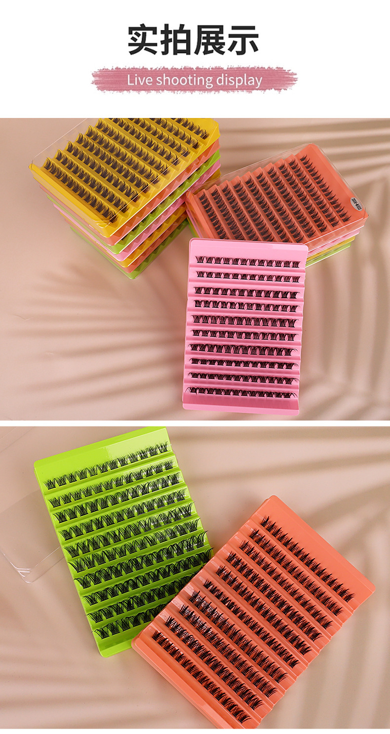 Wholesale of new cross-border segmented self-extended false eyelashes in 10-row sets with large capacity D-curved natural thick eyelashes undefined