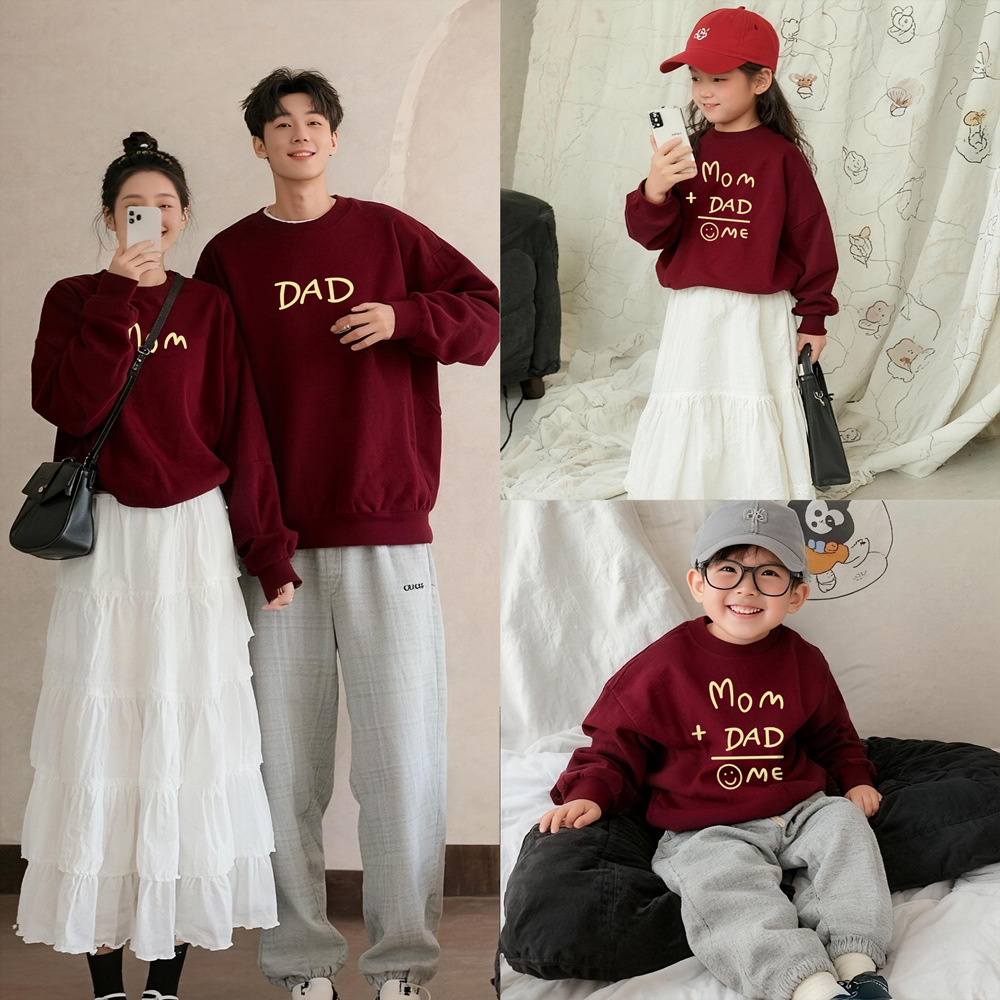 小月龄宝宝周岁宴写真拍照连体衣爬服一家三口亲子圆领卫衣母女装