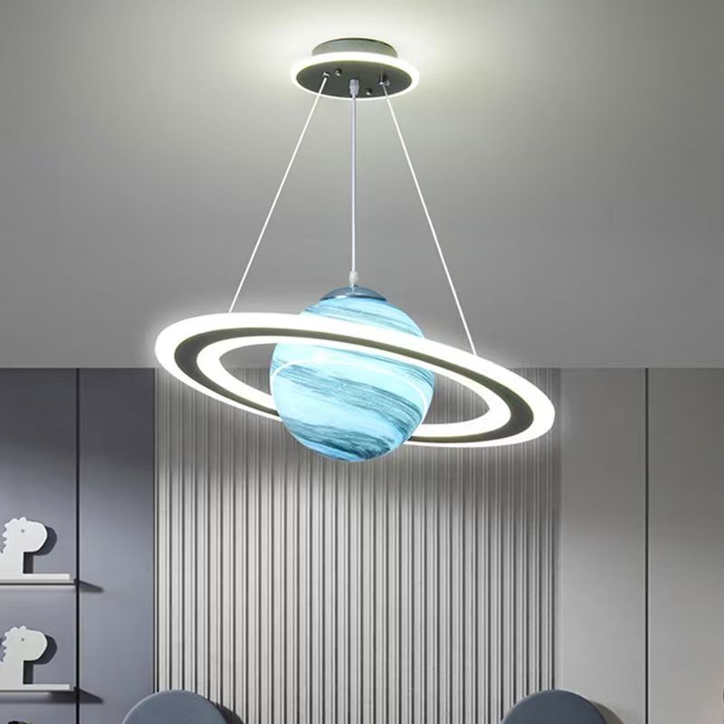Cross-Border 110V Children's Room Planet Internet Celebrity Space Creative Boy's Bedroom Room Lamp Wandering Earth Chandelier