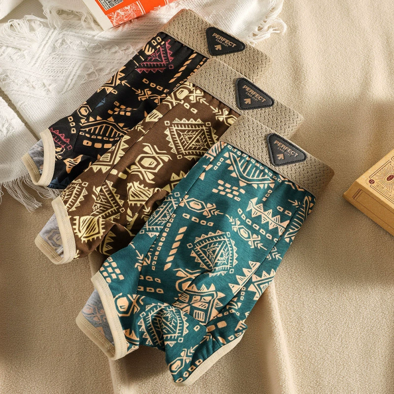 Хит продаж, мужское нижнее белье, мужские дышащие трусы-боксеры, модные американские ретро-этнические трусы-боксеры