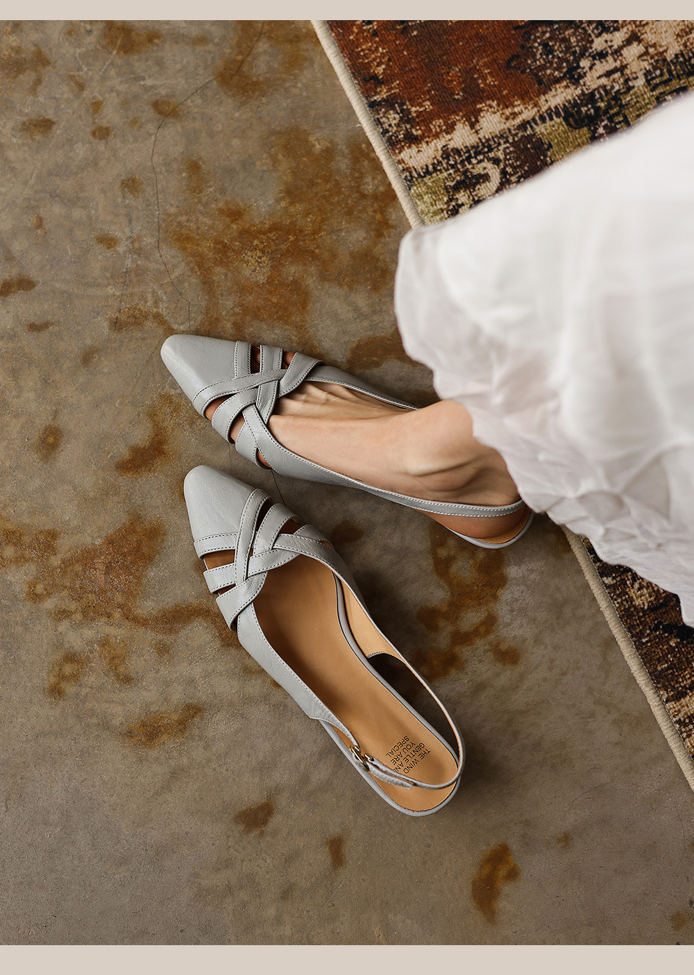Sandal nữ da cừu gót dày 3 cm phong cách vintage dệt chéo hở mũi — đen chi tiết 2