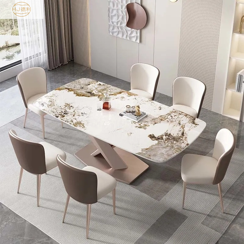 Restaurant Slate Dining Table and Chairs Modern Simple Home Slate Dining Table Small Apartment High-End Rectangular Slate Dining Table