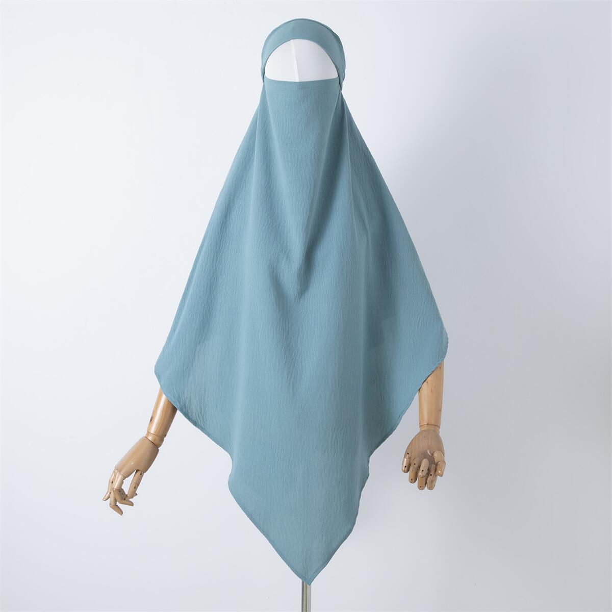 Damenbekleidung einfarbige Spitze Muslim Doppelschicht Kopftuch_voghion.com