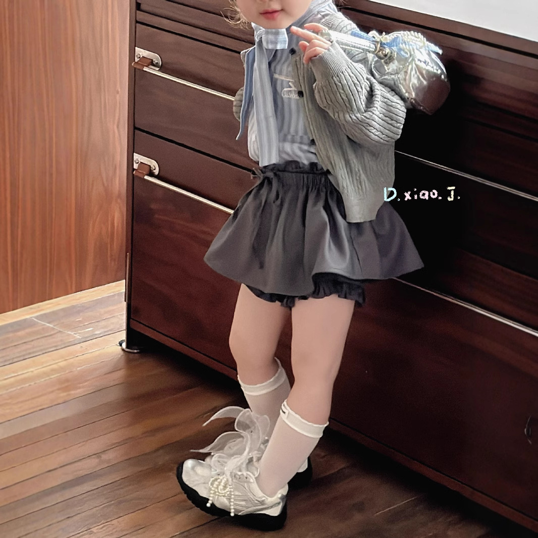 大小卷25新款韓版可愛洋氣女童木耳邊防走光半身裙-70716