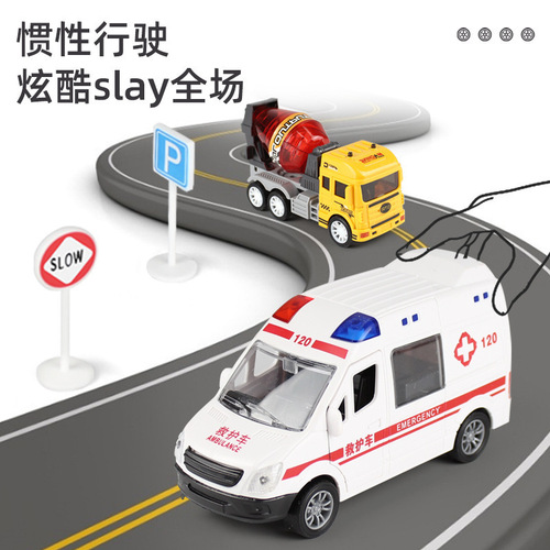 Children's toy car with inertia, anti-fall, opens, simulation police car and ambulance model, boy school bus, small car set