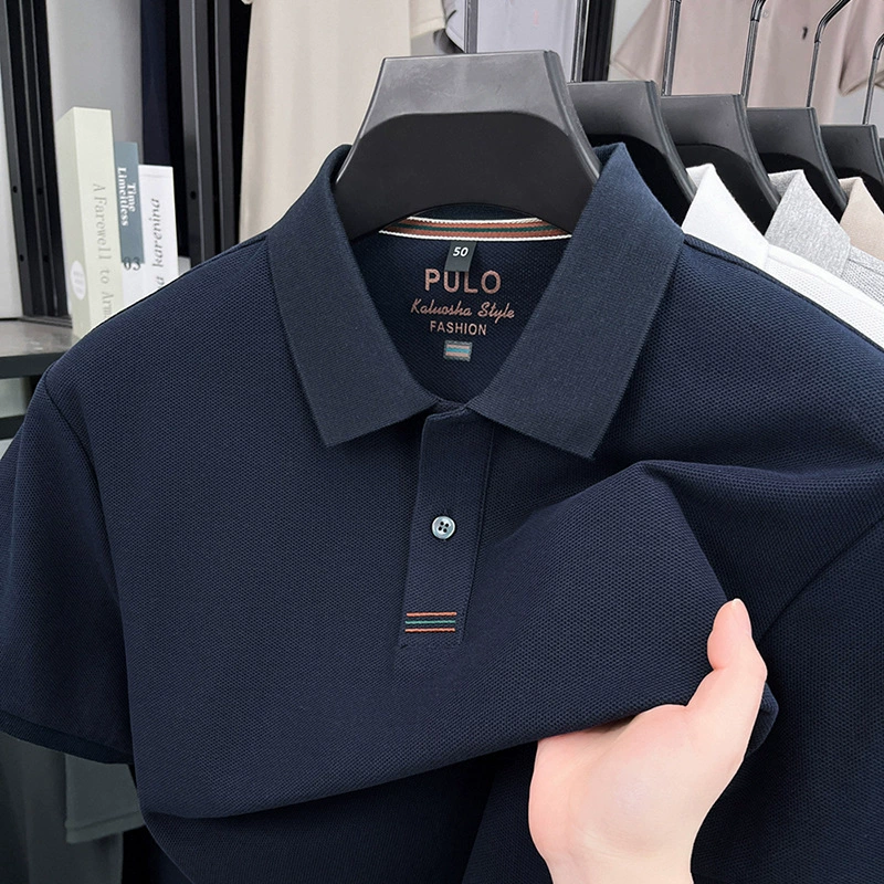 100% бисерная хлопчатобумажная мужская рубашка поло мужская футболка с короткими рукавами и отворотом летняя деловая повседневная одежда