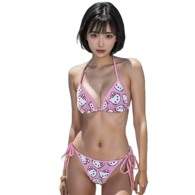 Hello Kitty, фуксия купальник, сексуальный push-up бюстгальтер, 2025 год