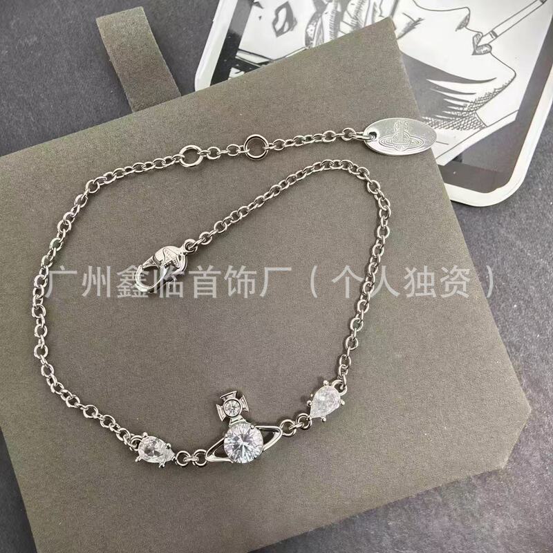 Queen Mother's 25Th Anniversary New Mermaid Tears Diamond-Encrusted Saturn Bracelet, Light Luxury Fashion Style Jewelry, in Stock for Live Broadcast Wholesale