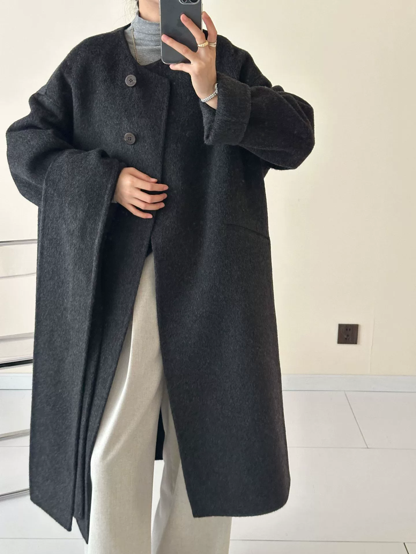 【Хайннинг】Шэн Сяо 2024 осень и зима жакет из yak velvet mulberry silk wool одинарное ревизия шарф-пальто