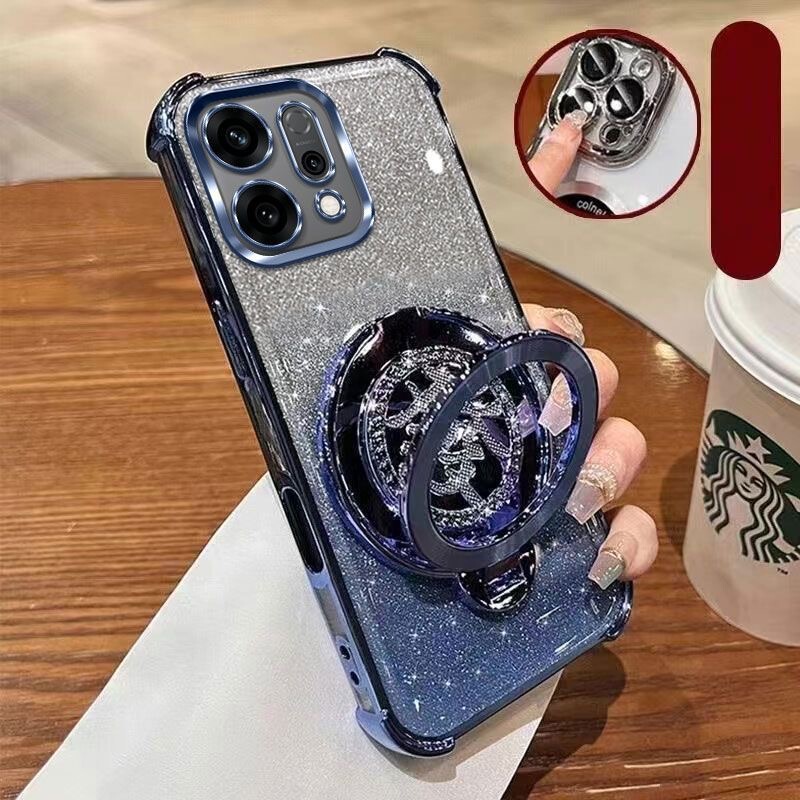 Suitable for Oppo Reno16Pro Mobile Phone Case with Fortune Rotating Gyro Stand, Anti-Fall Case, Glitter Powder, Full Coverage Wholesale Suitable for Oppo Reno16Pro Mobile Phone Case with Fortune Rotating Gyro Stand, Anti-Fall Case, Glitter Powder, Full Coverage Wholesale