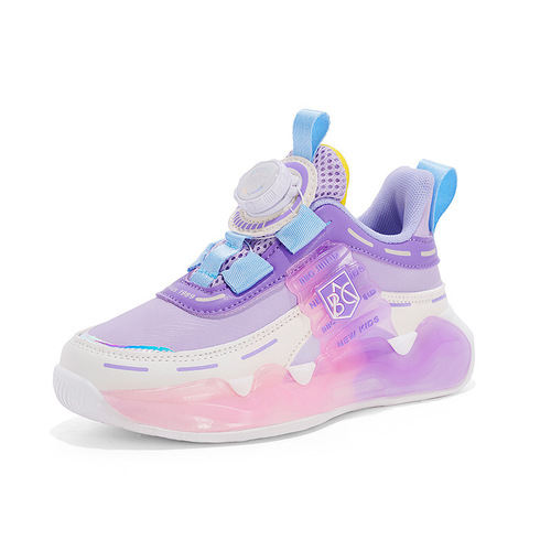 Kids' Shoes for Girls and Boys Aged 6-12, 2024 Spring and Autumn New Model Leather Surface Wear-resistant Rotating Button Running Shoes for Boys, Fashionable