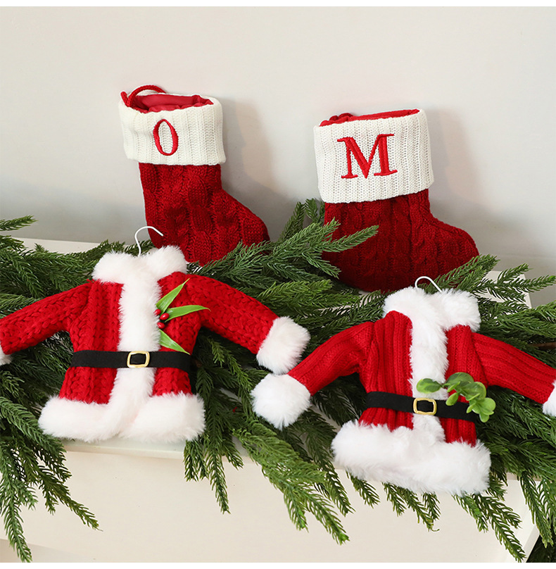 Handmade Knit Santa Claus Ornament – Striped Red & White Christmas Tree Decor, Festive Hanging Decoration For Holiday Home, Mantel & Gifts​_voghion.com