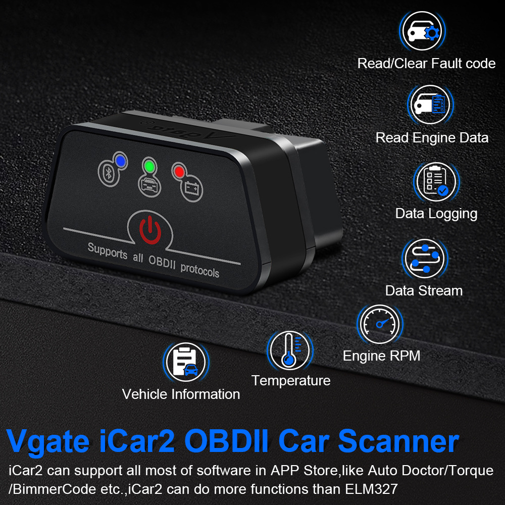 Icar 2 Obd2 Bluetooth 3.0 Car Android Fault Code Reader and Eraser Diagnostic Tool Engine Detection