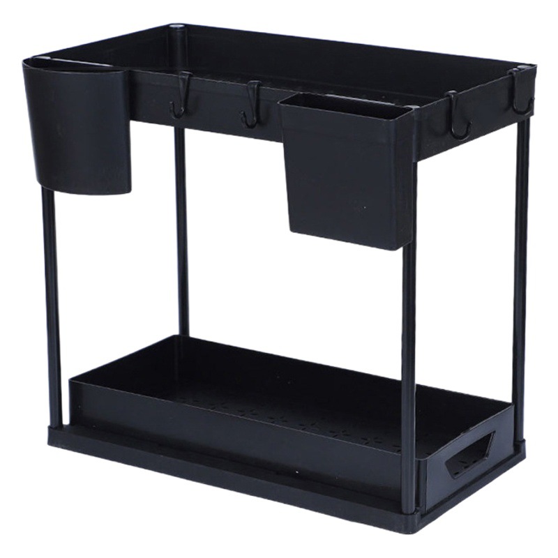 Amazon extraíble mesa de especias estante fregadero de la cocina de almacenamiento extraíble de doble capa de almacenamiento estante de almacenamiento condimento rack de almacenamiento