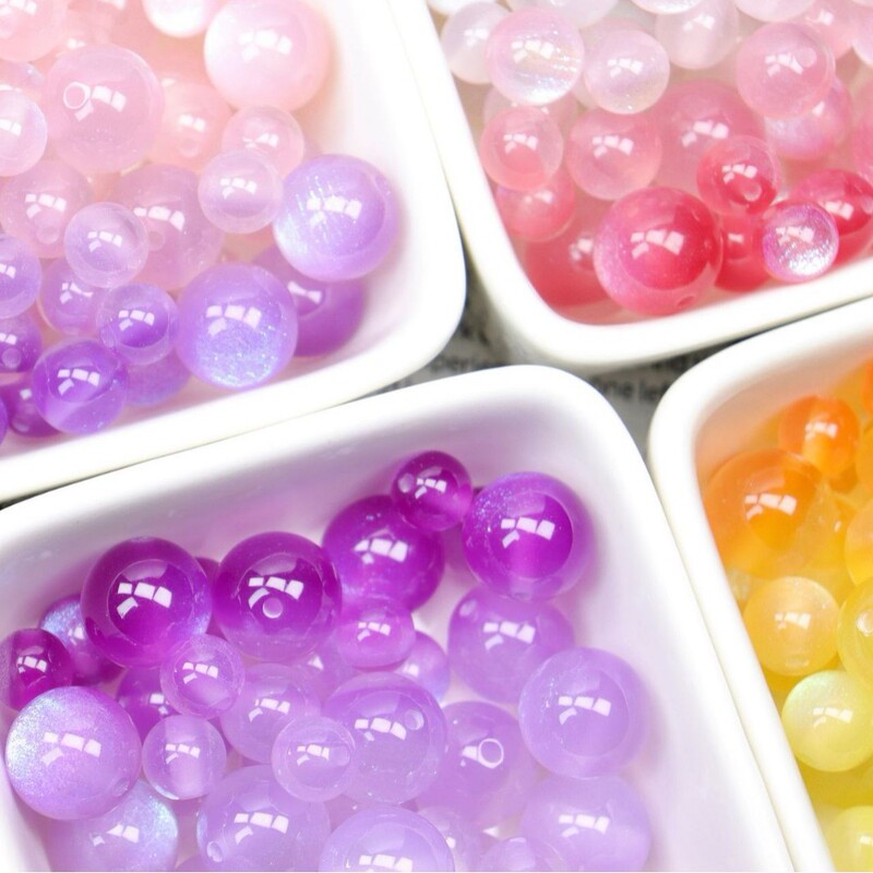 DIY Light-Changing Mermaid Starry Sky Phone Chain Materials Round Beads Loose Beads Bracelet Jelly Beads Resin Accessories