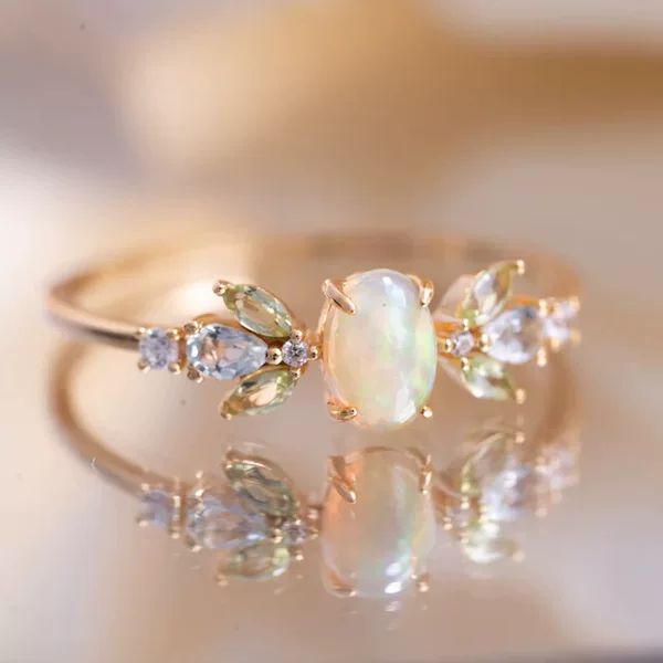Cross-border Japanese-style Gold White Pony Eye White Diamond Ring Simple Small Fresh Fashion All-match Bracelet